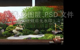 日式庭院竹子水钵