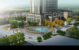 商业广场水池廊架