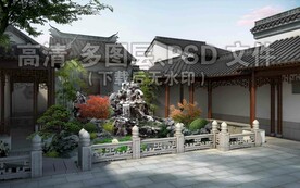 古建假山叠水景观