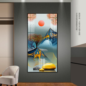 现代抽象山水装饰画客厅玄关挂画