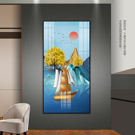 轻奢风一帆风顺客厅玄关装饰画