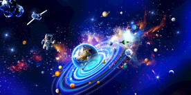 科幻太空宇航员背景墙