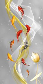 装饰画 晶瓷画 鲤鱼