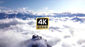 航拍山顶云海翻腾壮观美景