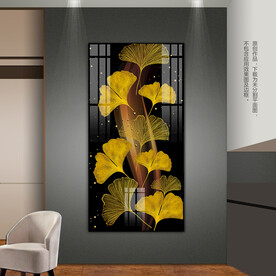 鎏金银杏叶客厅卧室玄关装饰画