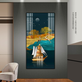 轻奢一帆风顺客厅玄关装饰画挂画