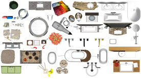 卫生间用品高清彩平素材PSD