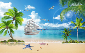 沙滩海洋背景墙