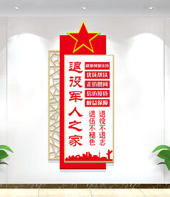 退役军人之家竖版文化墙