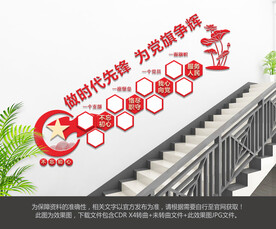 党员风采楼梯文化墙