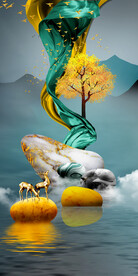 装饰画 晶瓷画 麋鹿