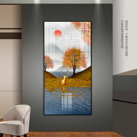 金色山水画客厅玄关装饰画床头画