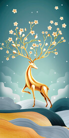 装饰画 晶瓷画 麋鹿