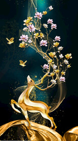 装饰画 晶瓷画 麋鹿