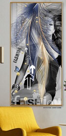 抽象羽毛美女个性英文装饰画