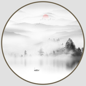 玄关水墨山水画背景墙