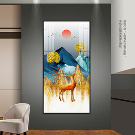 抽象山水客厅玄关装饰画晶瓷画