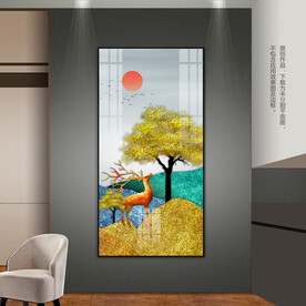 抽象客厅玄关装饰画山水画晶瓷画