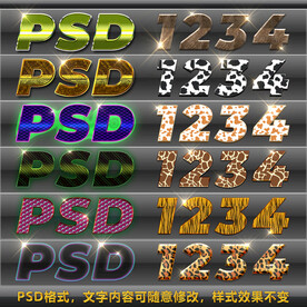 时尚炫酷彩色纹理字体豹纹特效