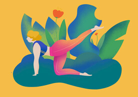 瑜伽运动扁平风插画