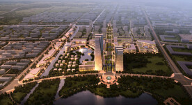 黄昏鸟瞰规划效果图