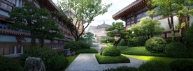 中式园林绿化景观效果图