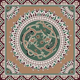 莫高窟壁画双龙卷瓣莲花纹藻井