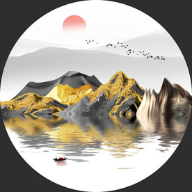 金色山水画