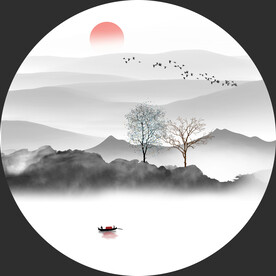 圆形山水画