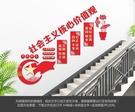 社会主义核心价值观楼梯文化墙