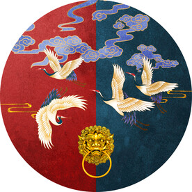 装饰画 抽象画 仙鹤