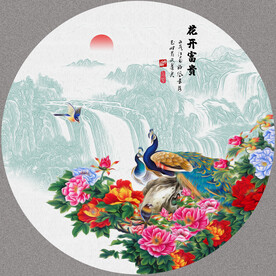 新中式花开富贵装饰画