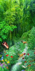 3D清新竹林小桥玄关