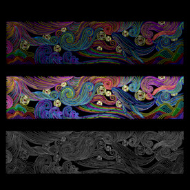 矢量AI线稿星空鲸鱼灯饰画