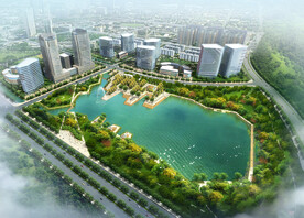 公园景观湖效果图