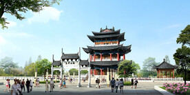 古镇景观广场效果图