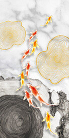 装饰画 晶瓷画 金鱼