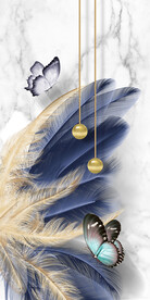 装饰画 晶瓷画 羽毛 蝴蝶