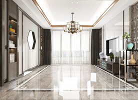 新中式客厅沙发场景3D空景