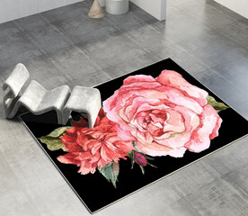 时尚花卉轻奢客厅卧室地毯地垫