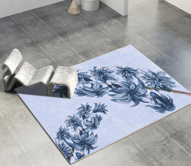 时尚花卉轻奢客厅卧室地毯地垫