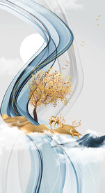 装饰画 晶瓷画 抽象线条