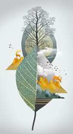 装饰画 晶瓷画 叶子