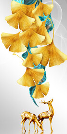 装饰画 晶瓷画 杏叶麋鹿