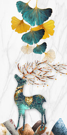 装饰画 晶瓷画 杏叶麋鹿