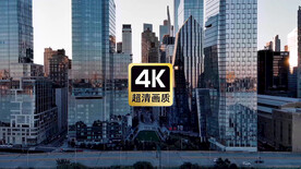 航拍高耸的城市建筑群美景