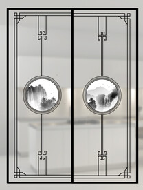 高清分层透明底推拉门玻打印图