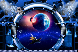 飞船舷窗宇宙背景墙