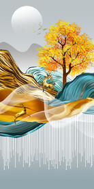 晶瓷画 抽象画 麋鹿