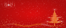 圣诞节下雪红色喜庆背景金色线条